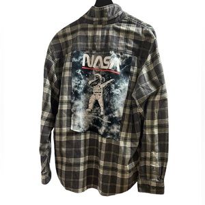 NASA custom original upcycled flannel creation by Rachelle